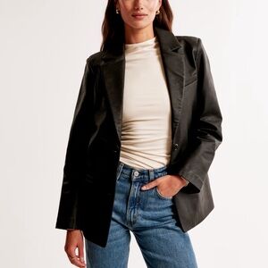 Abercrombie Black Vegan Leather Blazer